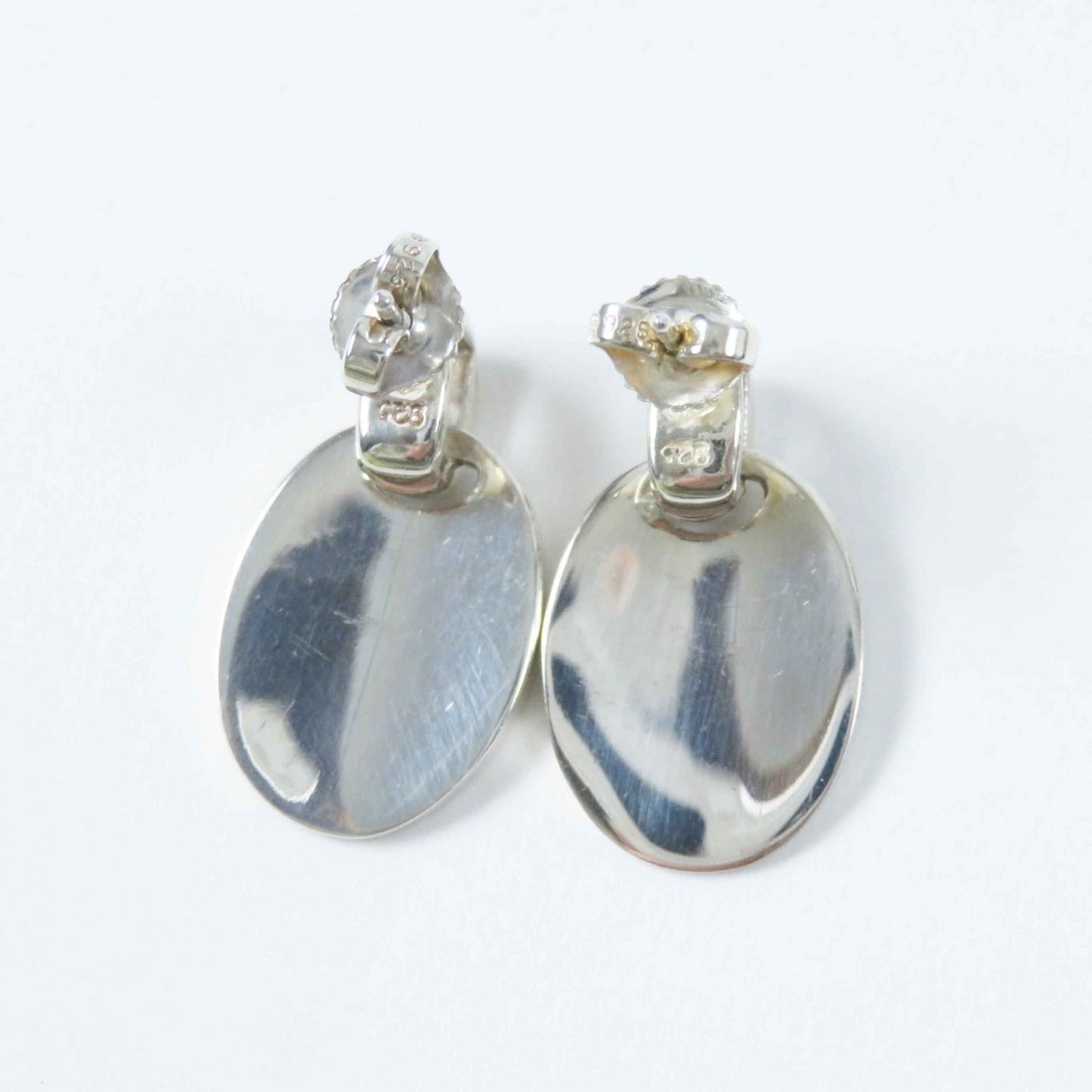 CHANEL Oval Logo Earrings for Both Ears, SV925 Silver, Box Included, Weight 35g, Women's