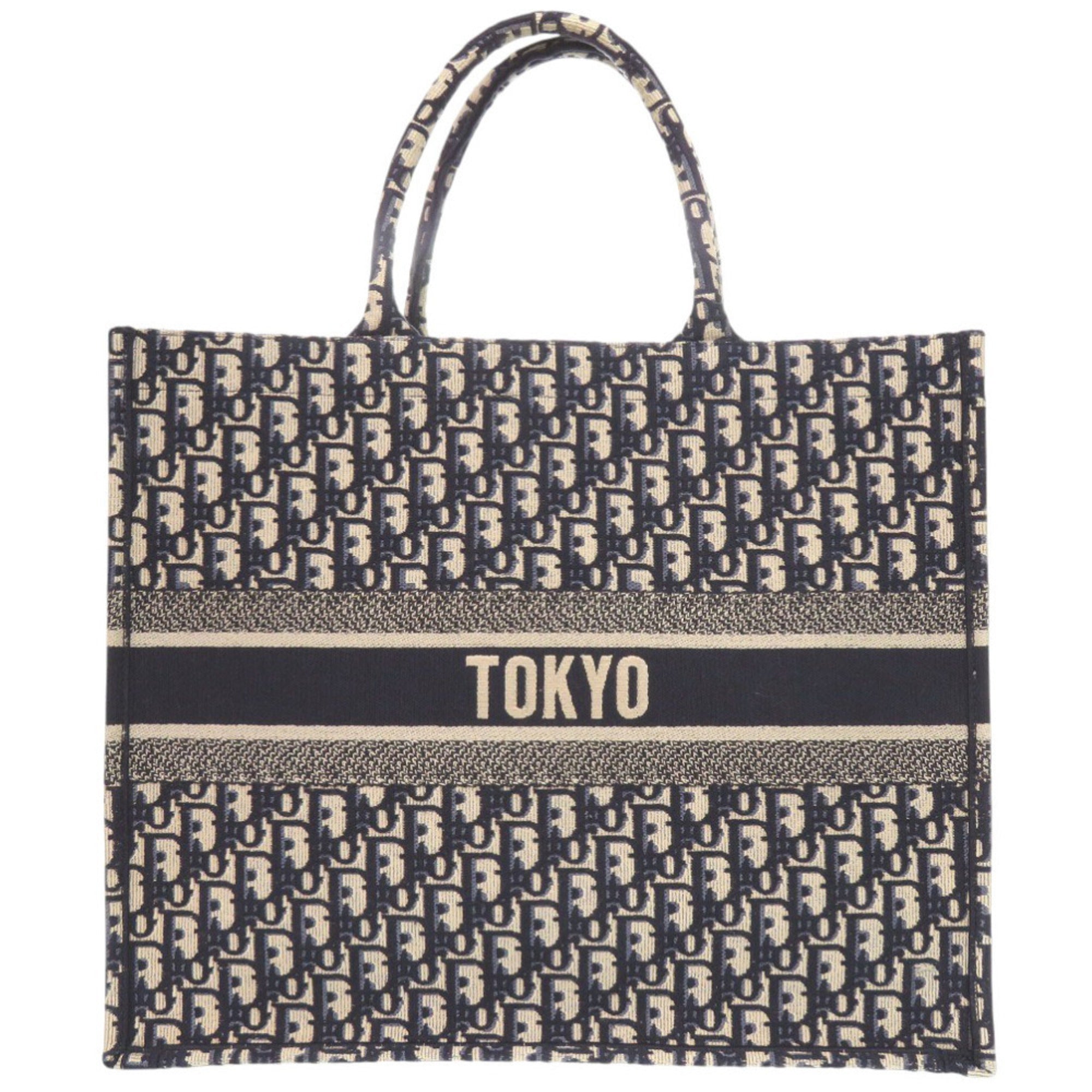 Christian Dior Book Tote Large Oblique M1286ZRITX Canvas Navy Bag 0095