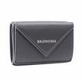 Balenciaga Paper Mini Wallet, Women's, Gray Leather, Tri-fold 391446