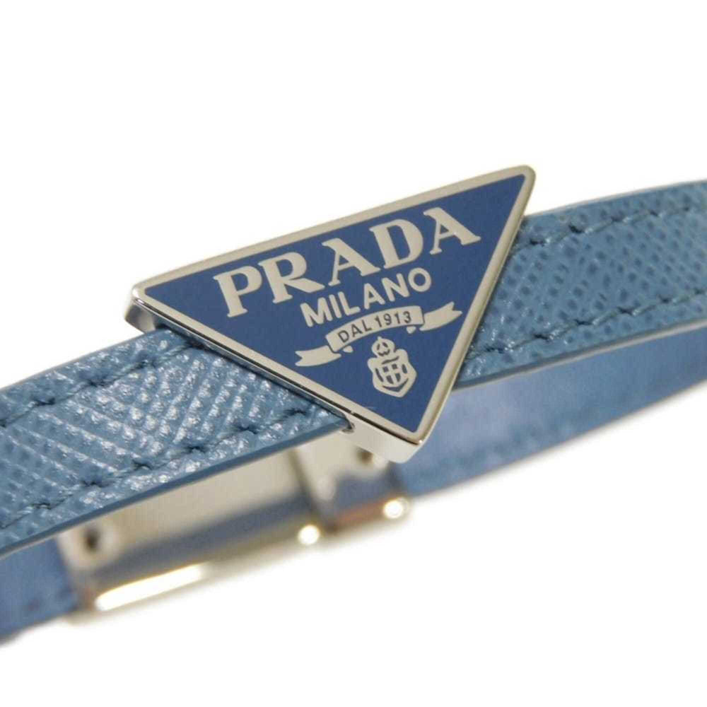 Prada Saffiano Bracelet, Size M, Enamel Blue, Silver Triangle Logo, Avio 2IB289 053 F0154, Men's/Women's — Like New