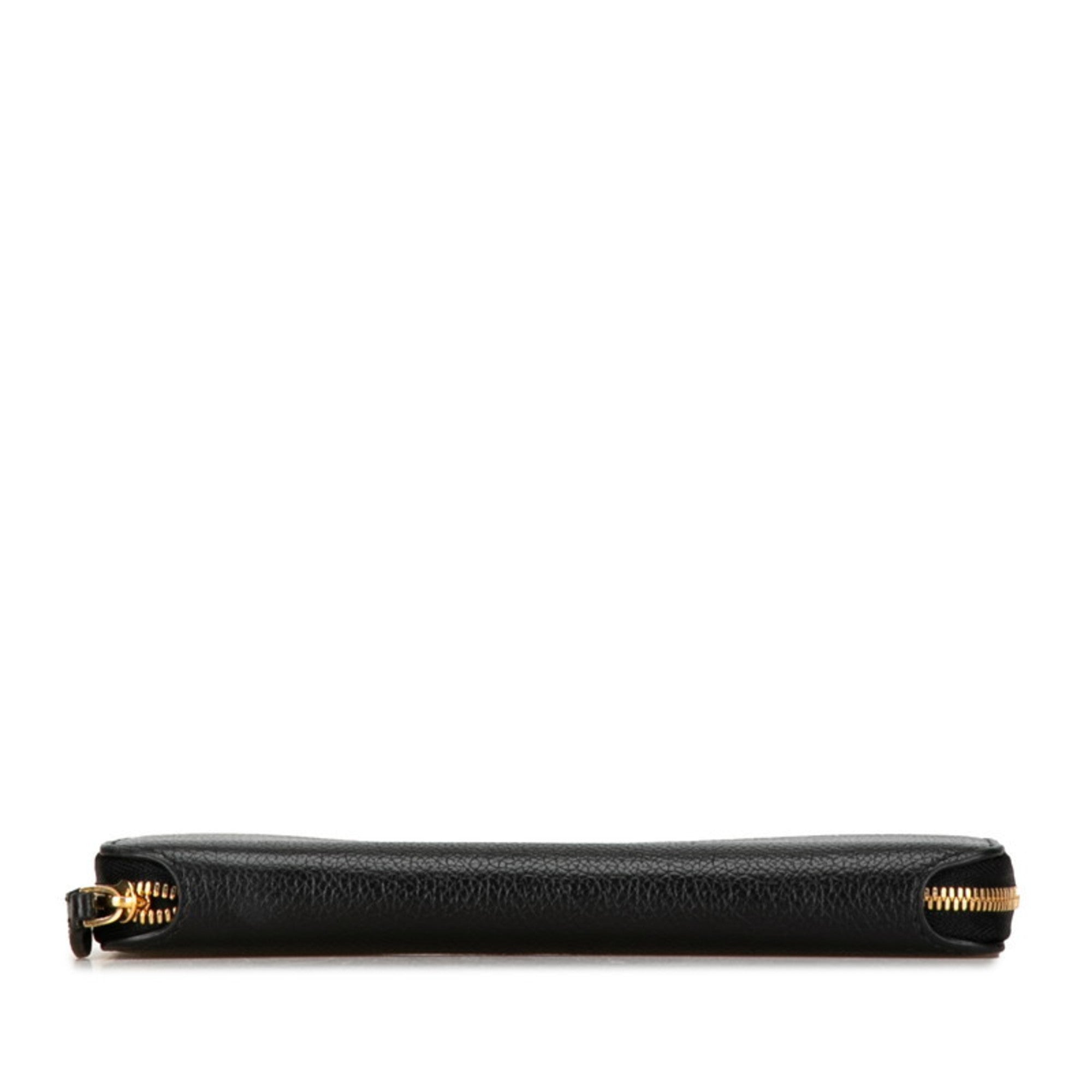 Balenciaga Logo Round Zip Long Wallet 594290 Black Leather Women's BALENCIAGA