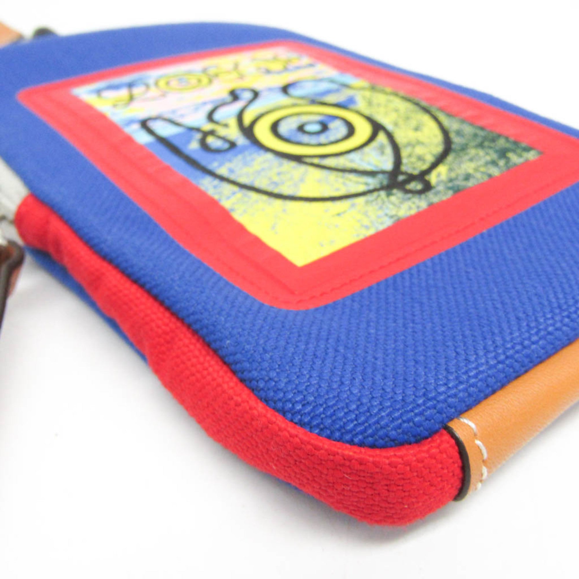 Loewe Eye Loewe Nature 101.50AC41 Men,Women Canvas Pouch Blue,Gray,Red Color — Like New