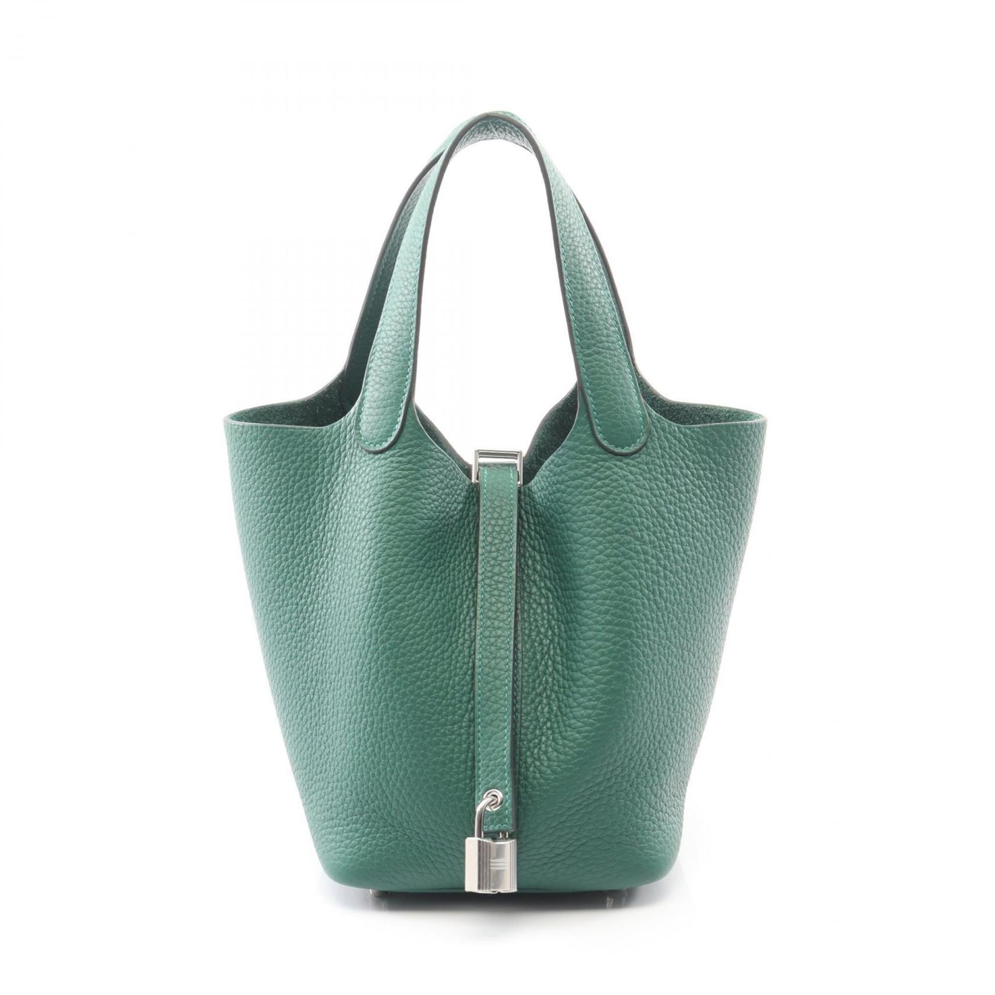 Hermes Hermès Picotin Lock PM handbag in Taurillon Clemence leather, green for women — New - Store Return