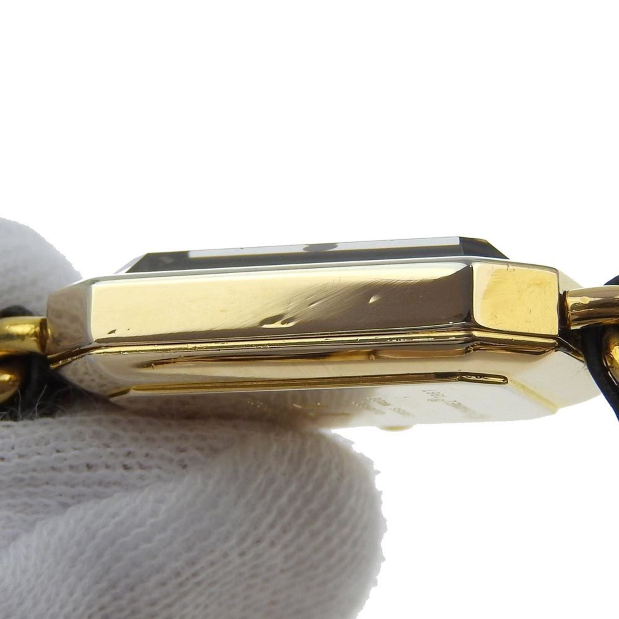 Chanel CHANEL Premiere L Watch Gold Plated x Leather Quartz Analog Display Black Dial Ladies — Good