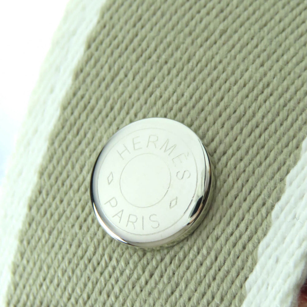 HERMES Bride-à-Brac GM 100% Cotton H Logo Sellier Button Handbag Pouch Ivory Made in France Women's — Like New