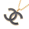 CHANEL Coco Mark Necklace Jewelry GP (Gold Plated) Women's Gold and Black
