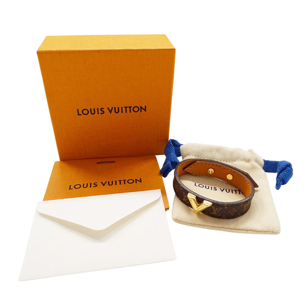 Louis Vuitton Essential V Bracelet, Women's, Monogram Canvas, Brown, M6042G, Size 15, Slim, Logo