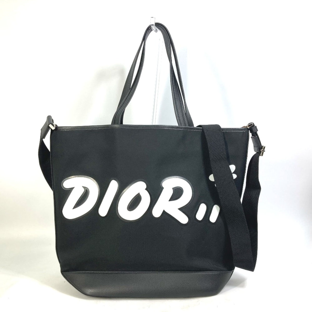 CHRISTIAN DIOR-Om KAWS collaboration Japan limited Crossbody 2WAY Bag Shoulder Bag Tote Bag Black Pink x White — Like New