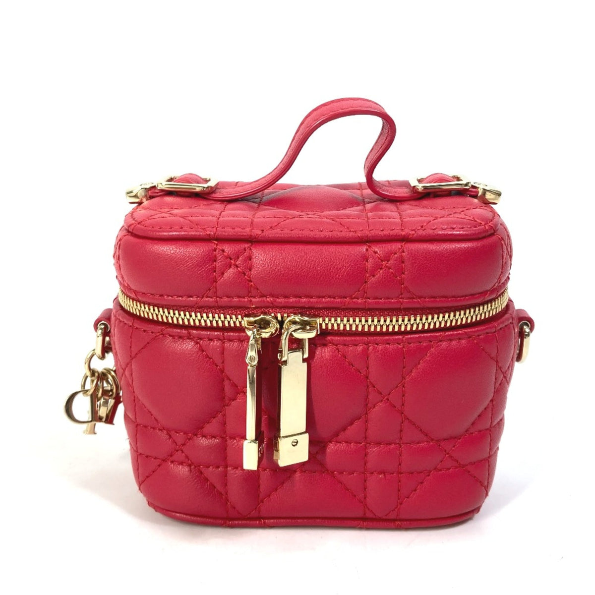 CHRISTIAN DIOR S0918ONMJ LADY CHRISTIAN DIOR LADY DIOR 2WAY Shoulder Bag Hand Bag Vanity bag RedBased — Like New