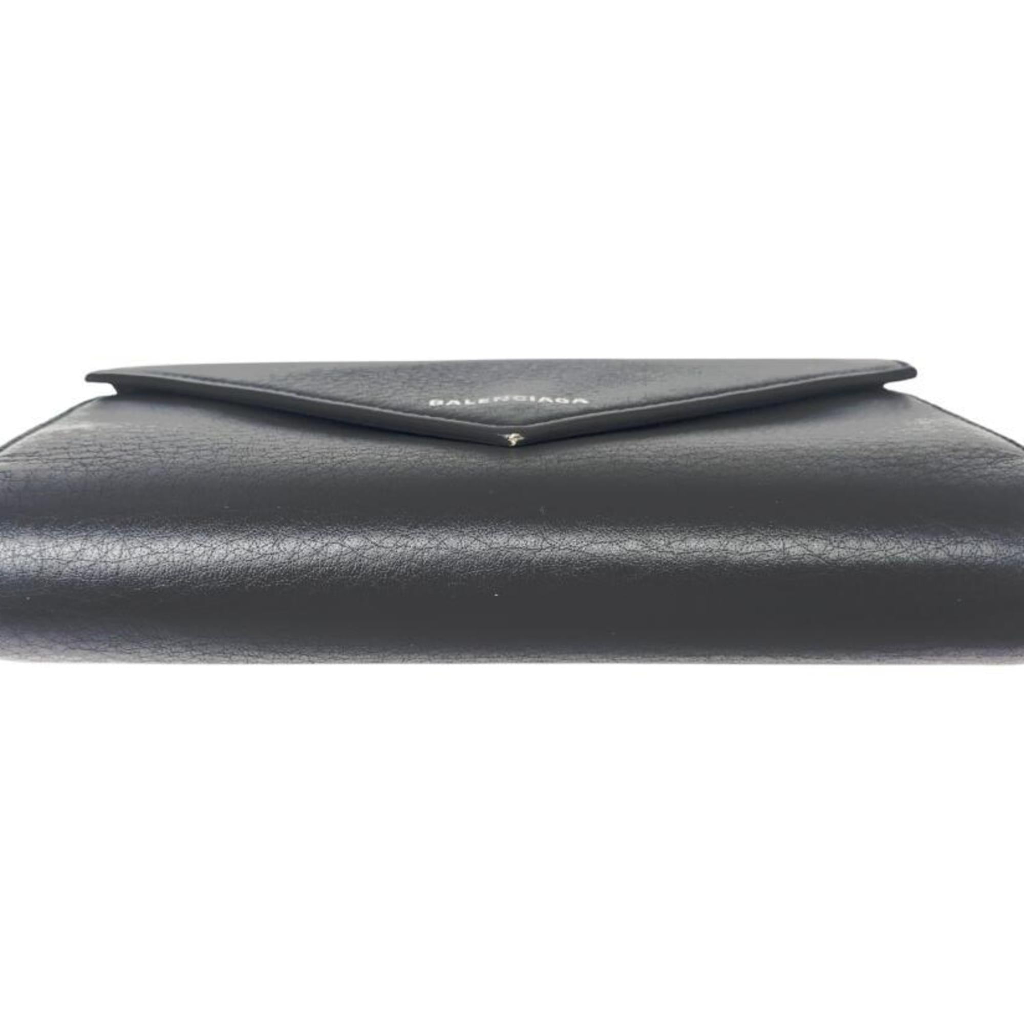 BALENCIAGA Paper Manny Leather Black 371661 Large Wallet Long Men's Women's