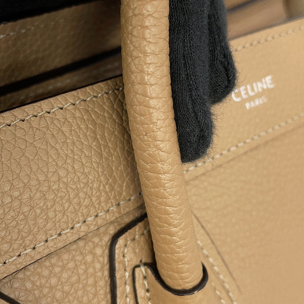 Celine handbag, Luggage Nano Shopper, leather, 189243, CELINE 2-way, beige — Like New