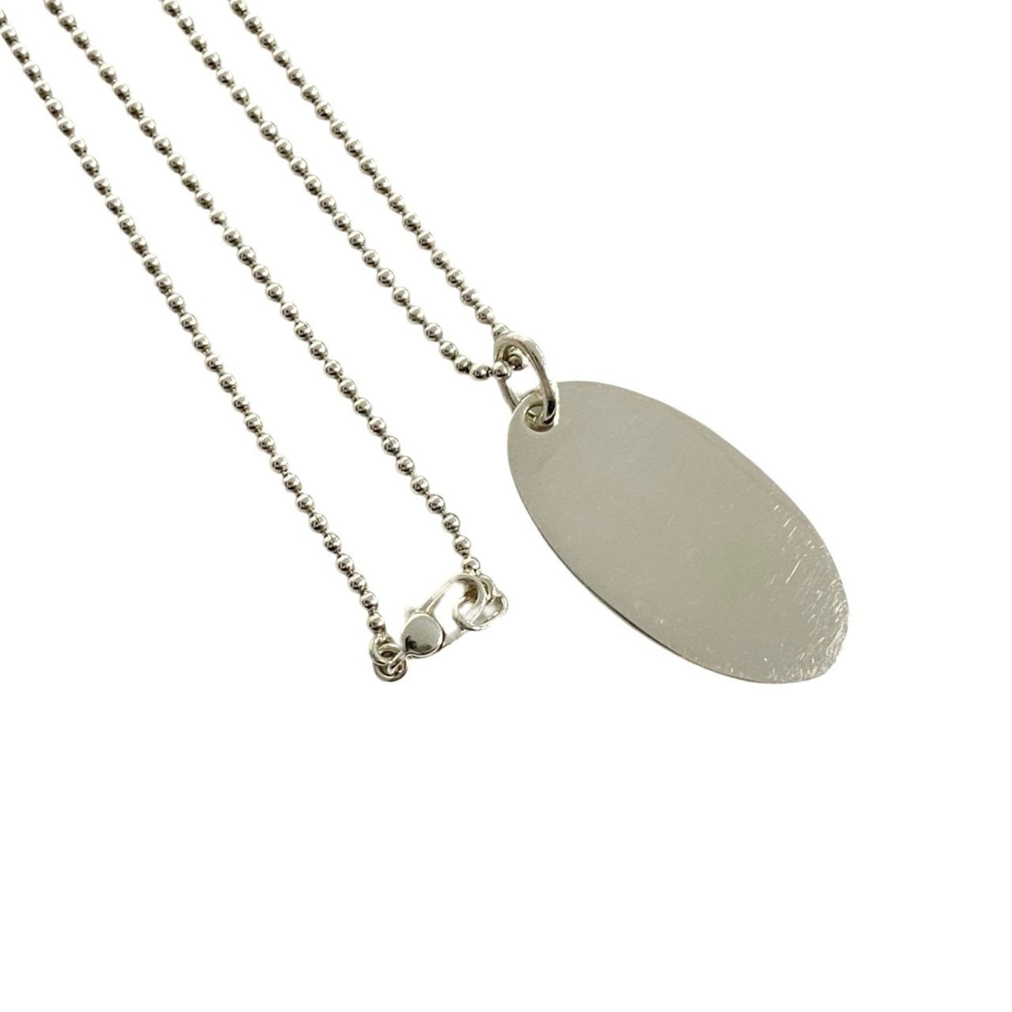 GUCCI Oval Tag Necklace in Sterling Silver, Pendant, Accessory, 43040