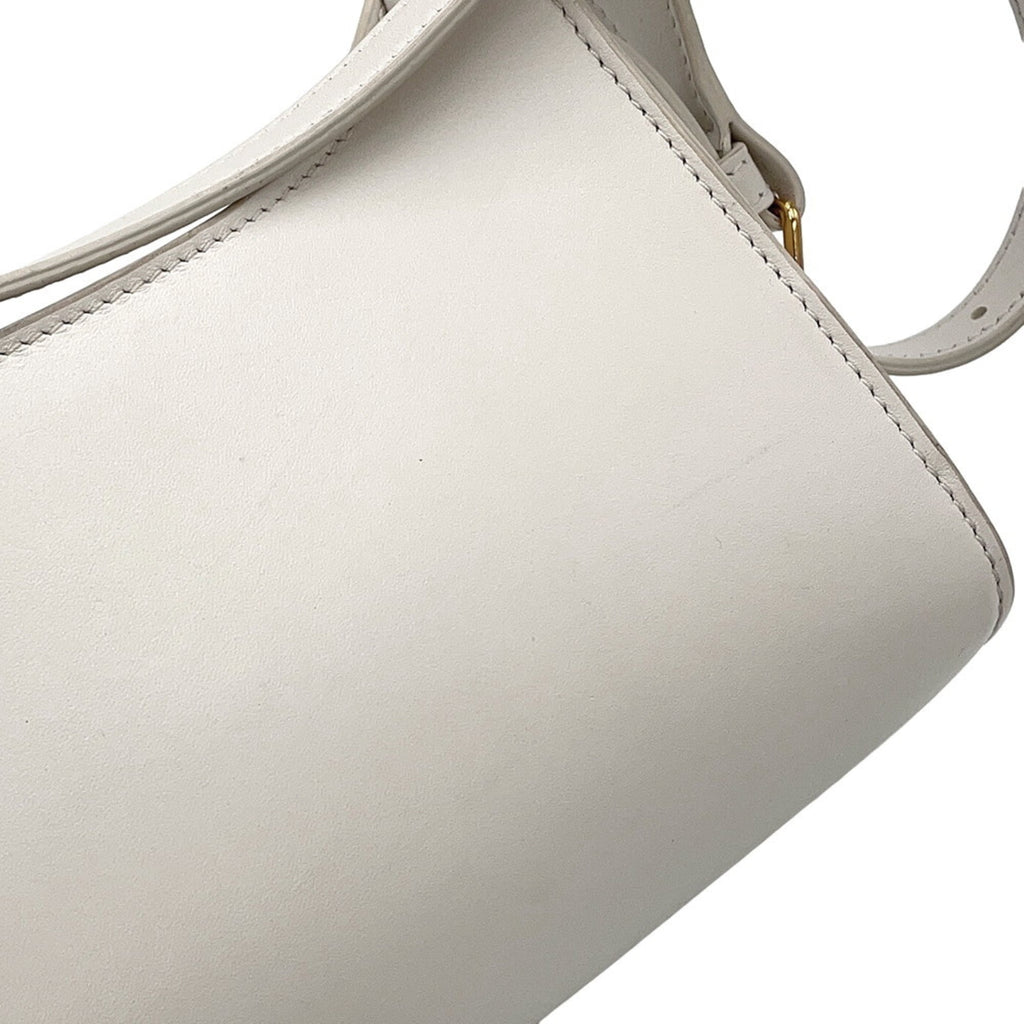 Celine Cuir Triomphe Leather Shoulder Bag 198153 CELINE White