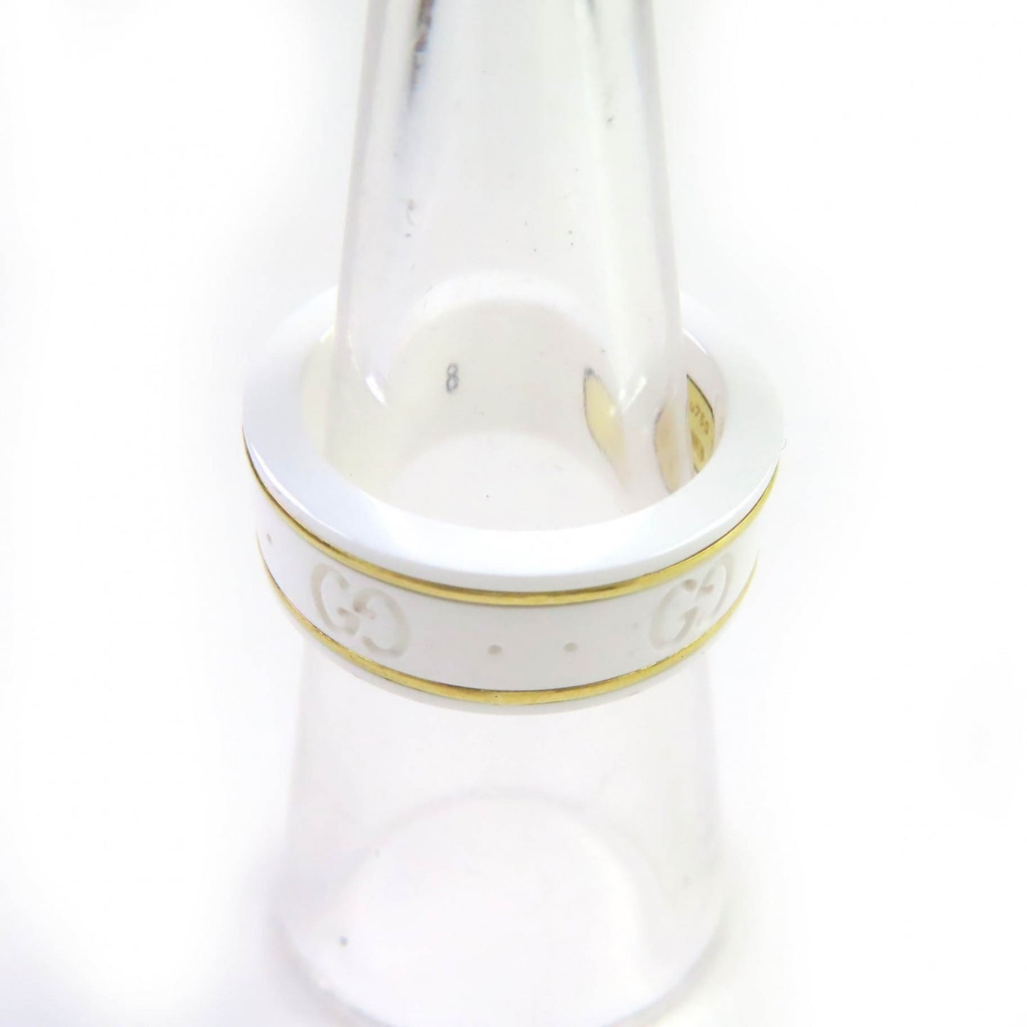 GUCCI Icon Ring, 18K White Gold, Ceramic, 4.5g, Made in Italy, Approx. Japanese Size, Includes Case, Women's