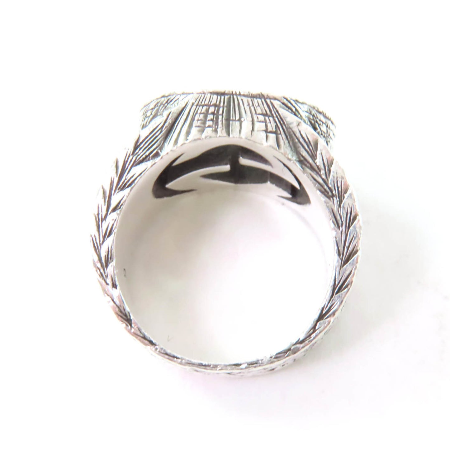 GUCCI 455302 Interlocking G Arabesque Ring, AG925 Silver, Size 9, Made in Italy, Women's