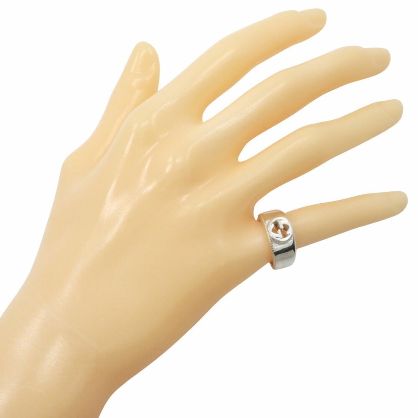 Gucci Interlocking G Ring, Size 9.5, Sterling Silver, Approx. 8.5g, Women's