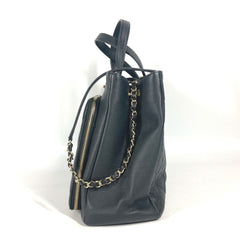 CHANEL A93795 CC Coco Mark Affinity Matelasse Quilted Bag Tote Chain Shoulder Caviar Skin Women's Black G-240825-4 — Like New