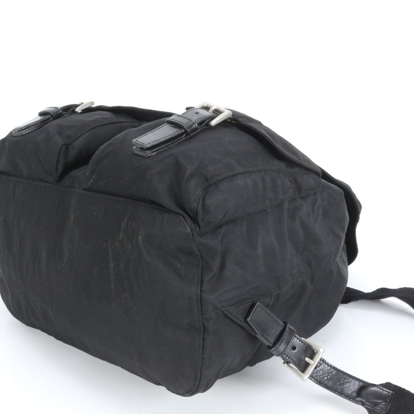 Prada Tessuto nylon triangle logo leather backpack for women