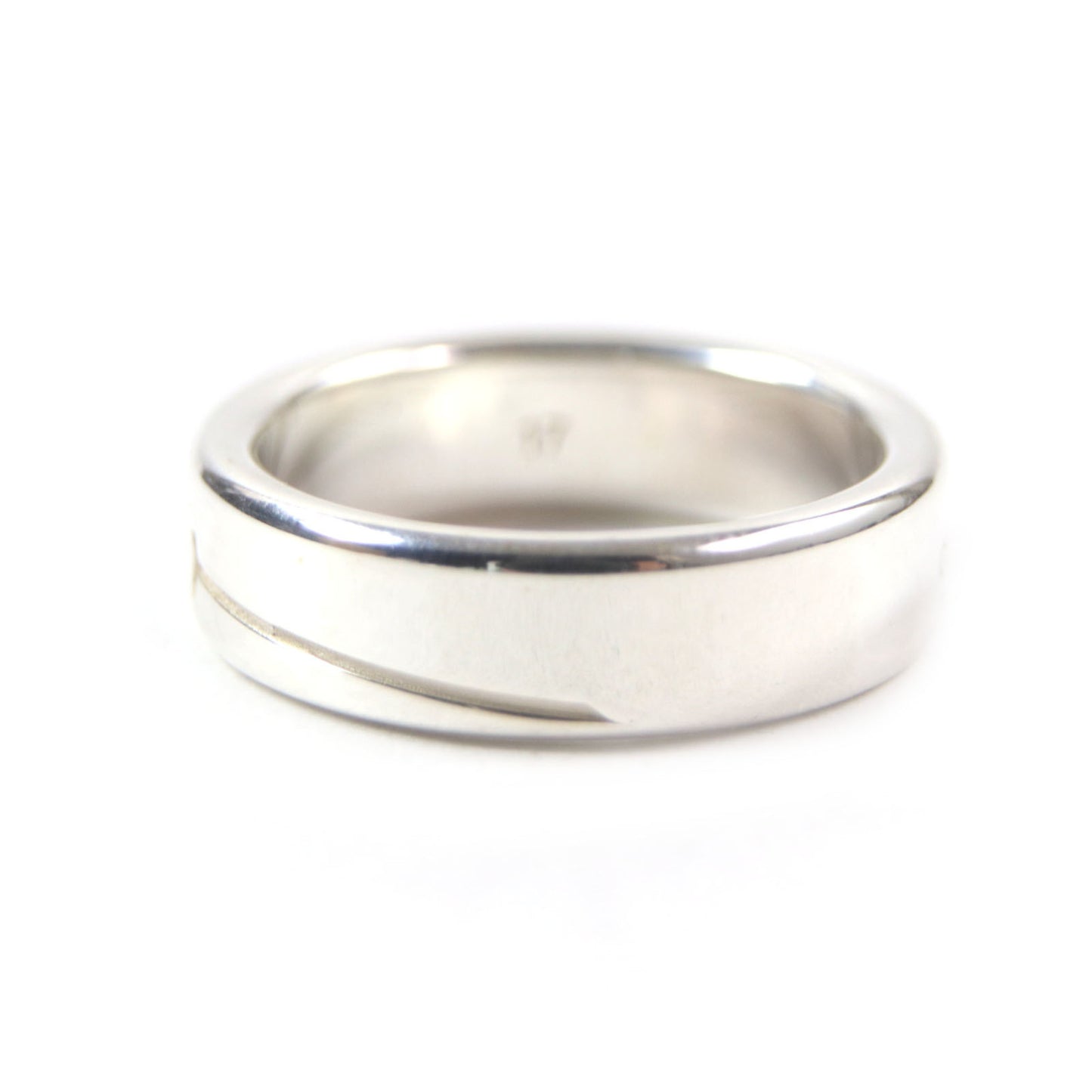 GUCCI Diagonal Interlocking G Ring (774052), current model, AG925 silver, size 17, made in Italy, weight 7.4g, men's