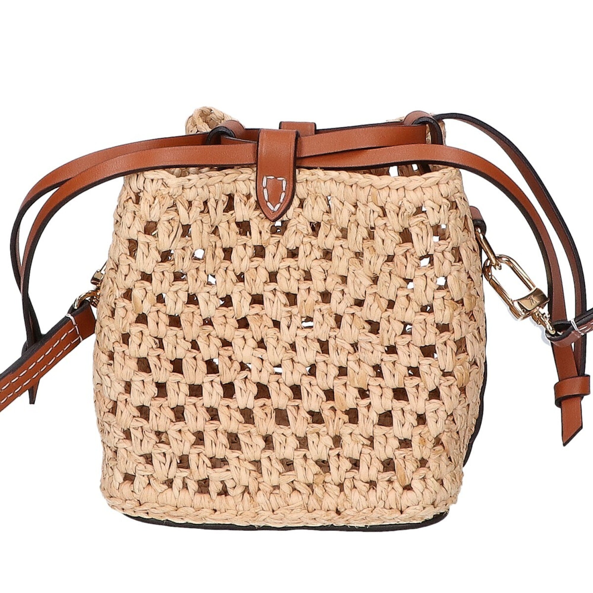 LOUIS VUITTON M83521 Raffia Noé Purse 2-Way Drawstring Shoulder Bag, Natural x Tan, Gold Hardware, Women's — Like New