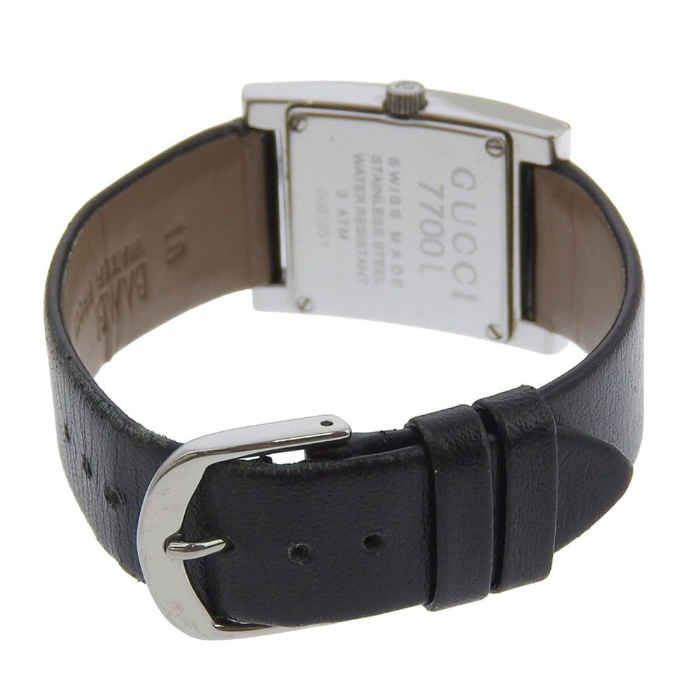Gucci GUCCI watch 7700L stainless steel x leather quartz analog black dial women's — Good