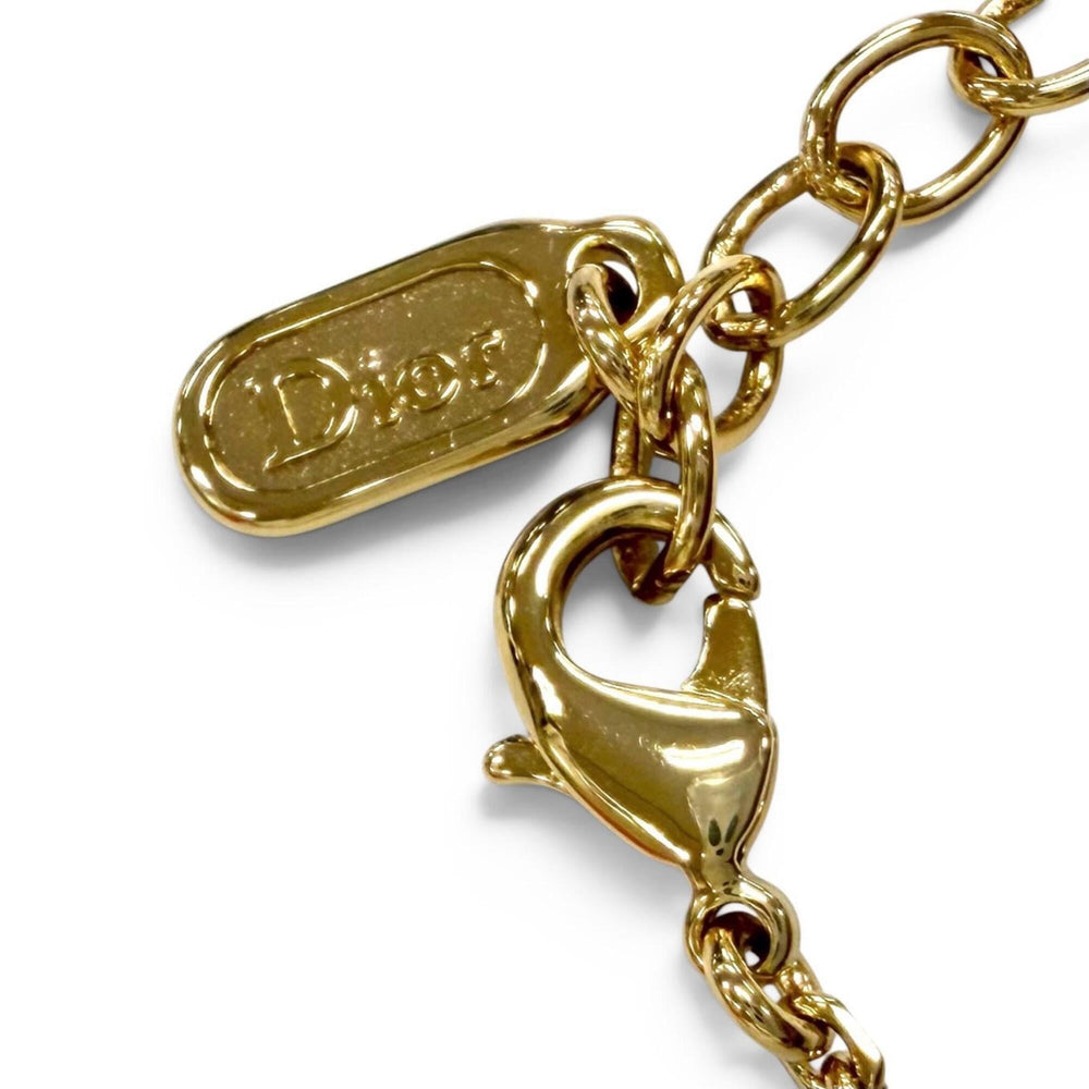 Christian Dior DIOR B3335 WOMCY CD Bow (Current Model) - 17cm total length, ribbon rhinestone bracelet, gold, women's, with box and dust bag — Like New