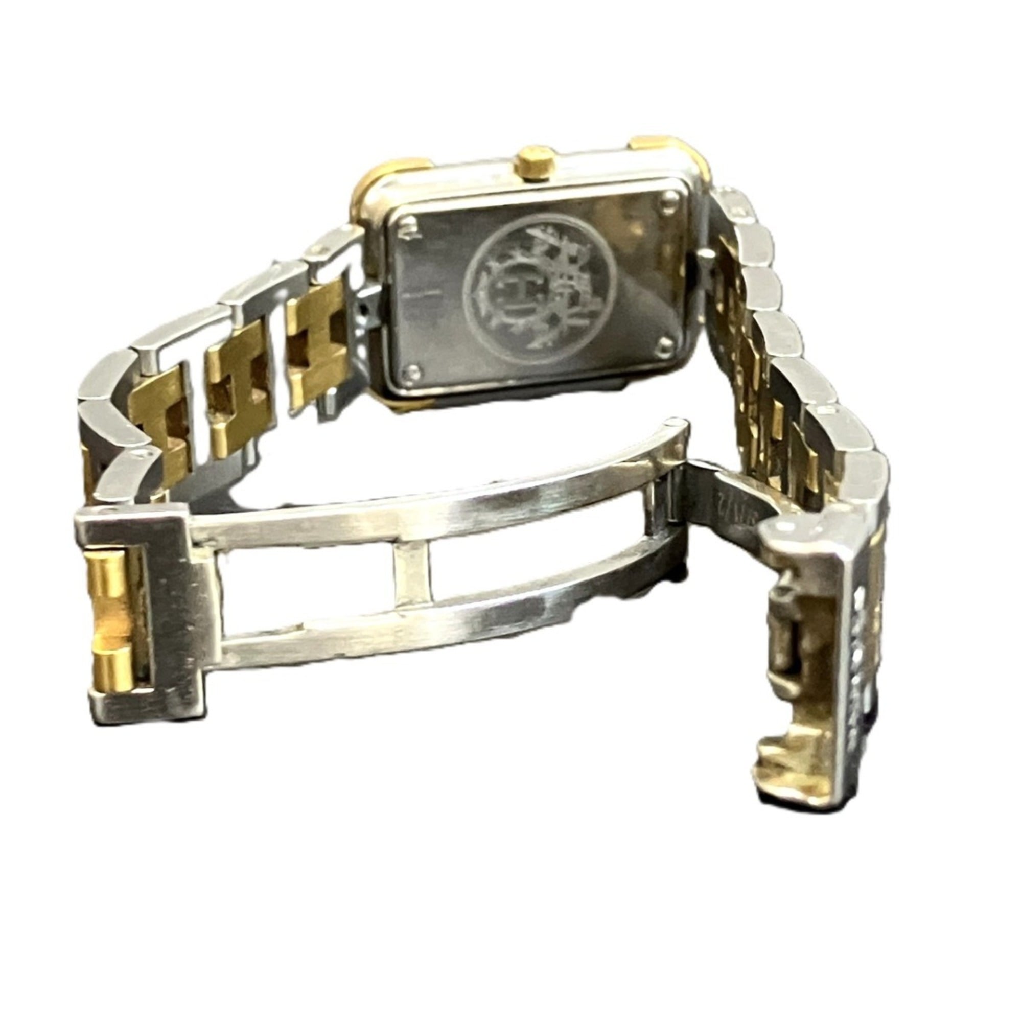 Hermes Croisière watch, total weight 37.7g, stainless steel, quartz movement, gold dial, CR1.240 battery — Good