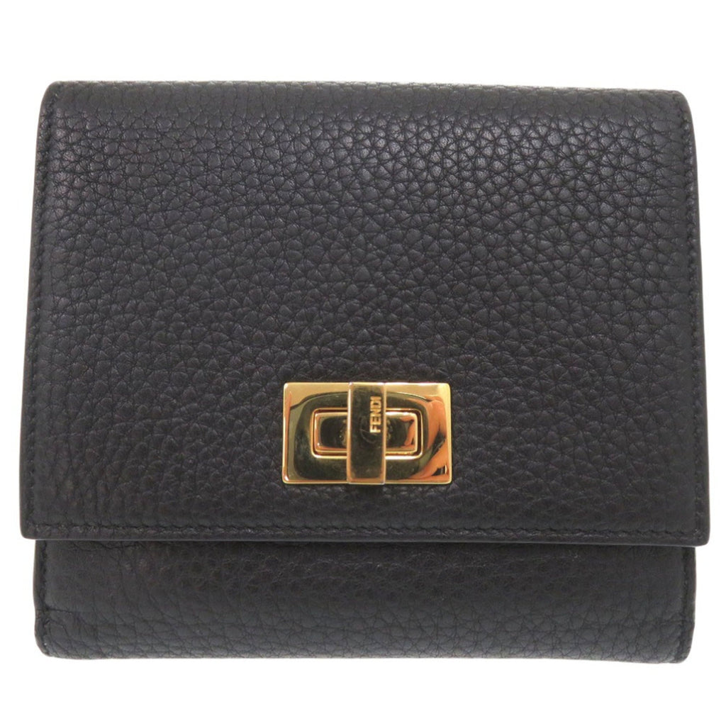 Like new Fendi PEEK A BOO bifold wallet 8M0438 A91B F11IE calfskin 0197