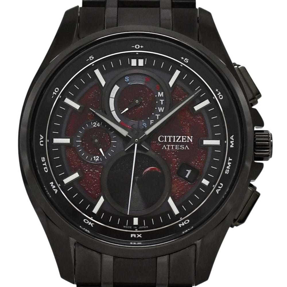 Citizen Attesa Red Black Eco-Drive Watch BY1005-73Z H874-005HK02 Men's Titanium Quartz Radio-Controlled Solar 5D203**** CITIZEN Day-Date — Very Good