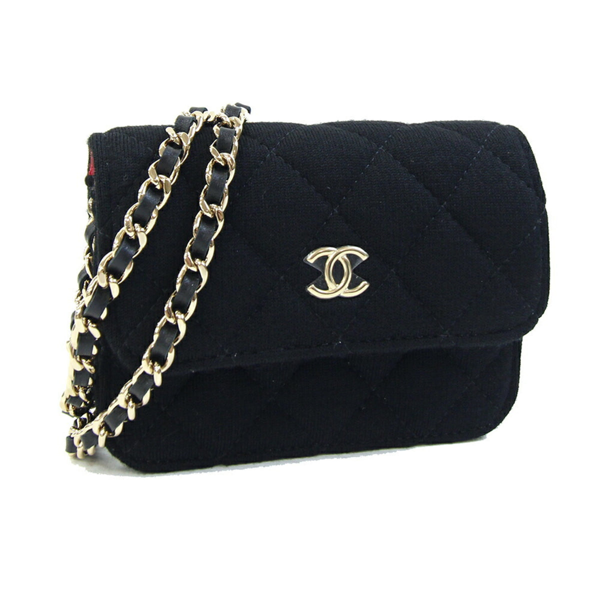 Chanel Shoulder Bag, Black Cotton, Matelassé Mini Crossbody Chain Customer Exclusive, Women's CHANEL — Like New