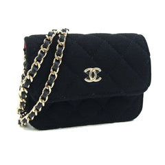 Chanel Shoulder Bag, Black Cotton, Matelassé Mini Crossbody Chain Customer Exclusive, Women's CHANEL — Like New