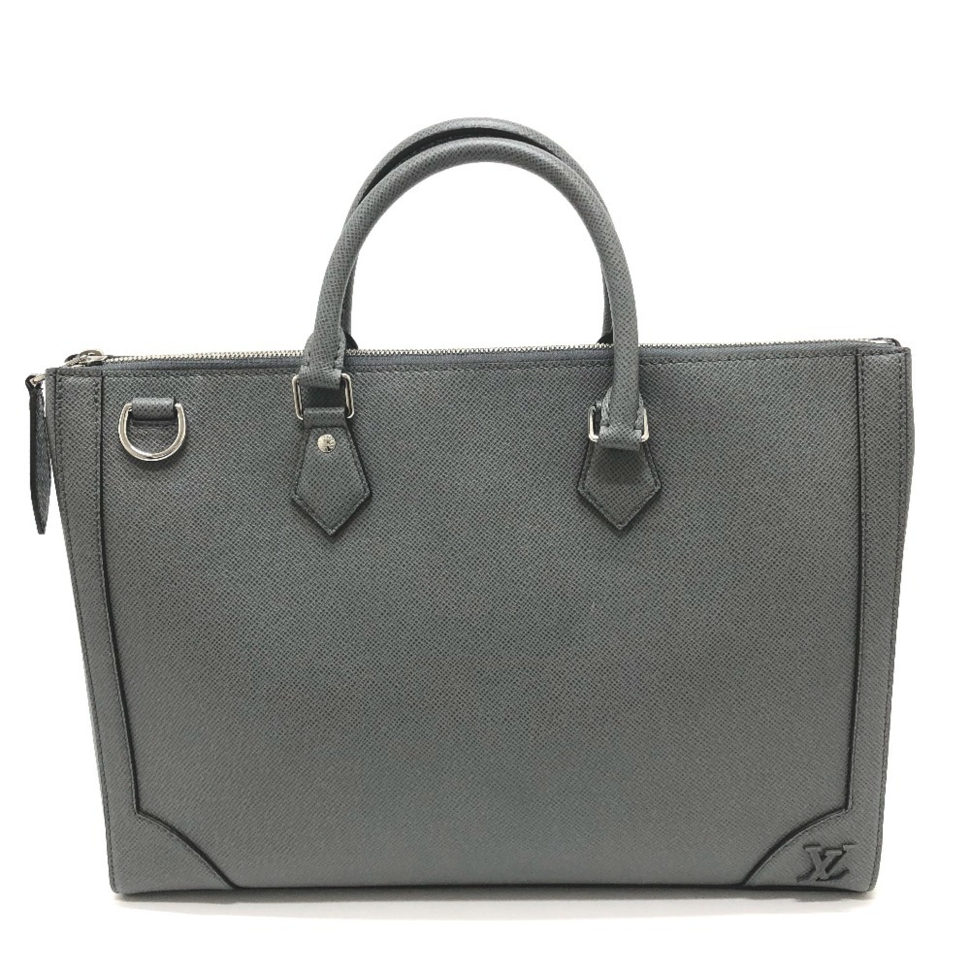 LOUIS VUITTON M30856 Taiga Slim Briefcase, 2-Way Bag, Shoulder Business Leather, Men's, Gracie Gray, Like New — Like New