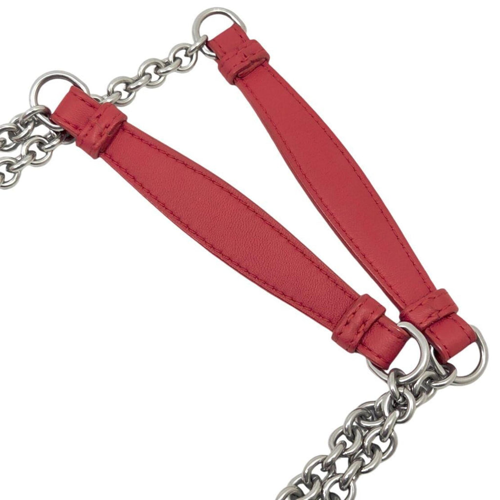 BOTTEGA VENETA Olympia Intrecciato Chain Shoulder Bag in Red Lambskin for Men and Women