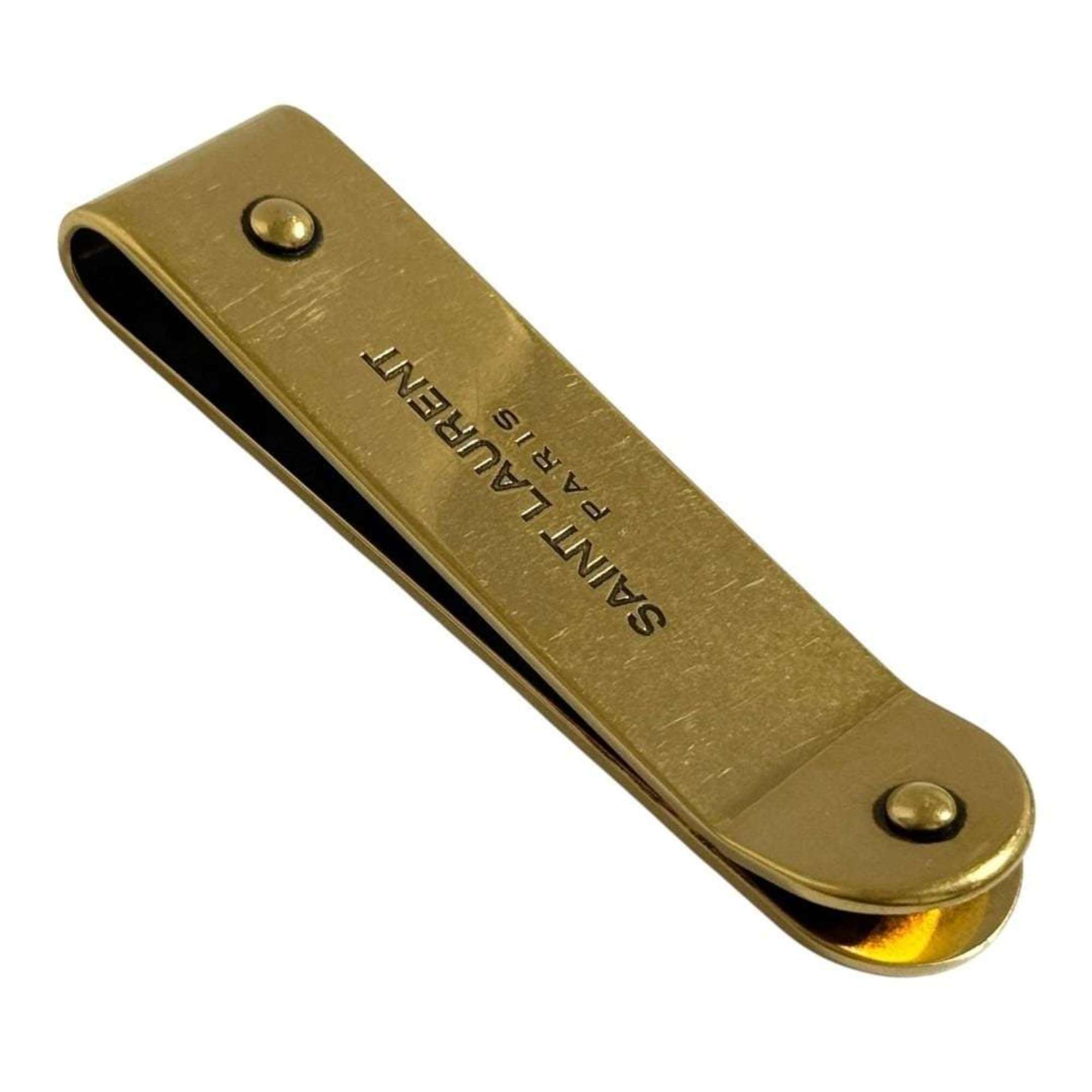 Saint Laurent Paris Men's Money Clip, ID, Bill Gold