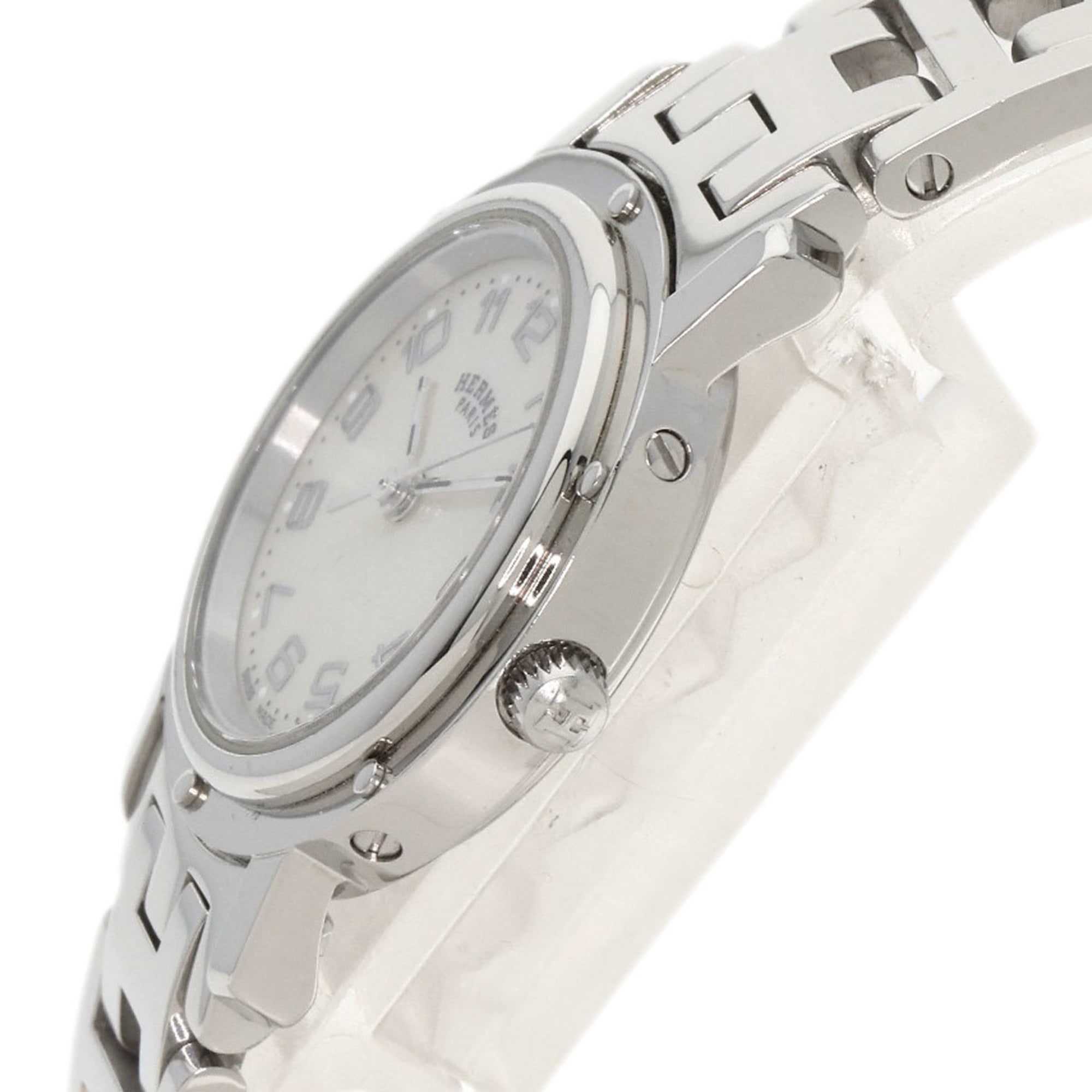 Hermes CL4.210 Clipper Nacle Watch Stainless Steel SS Ladies HERMES — Very Good