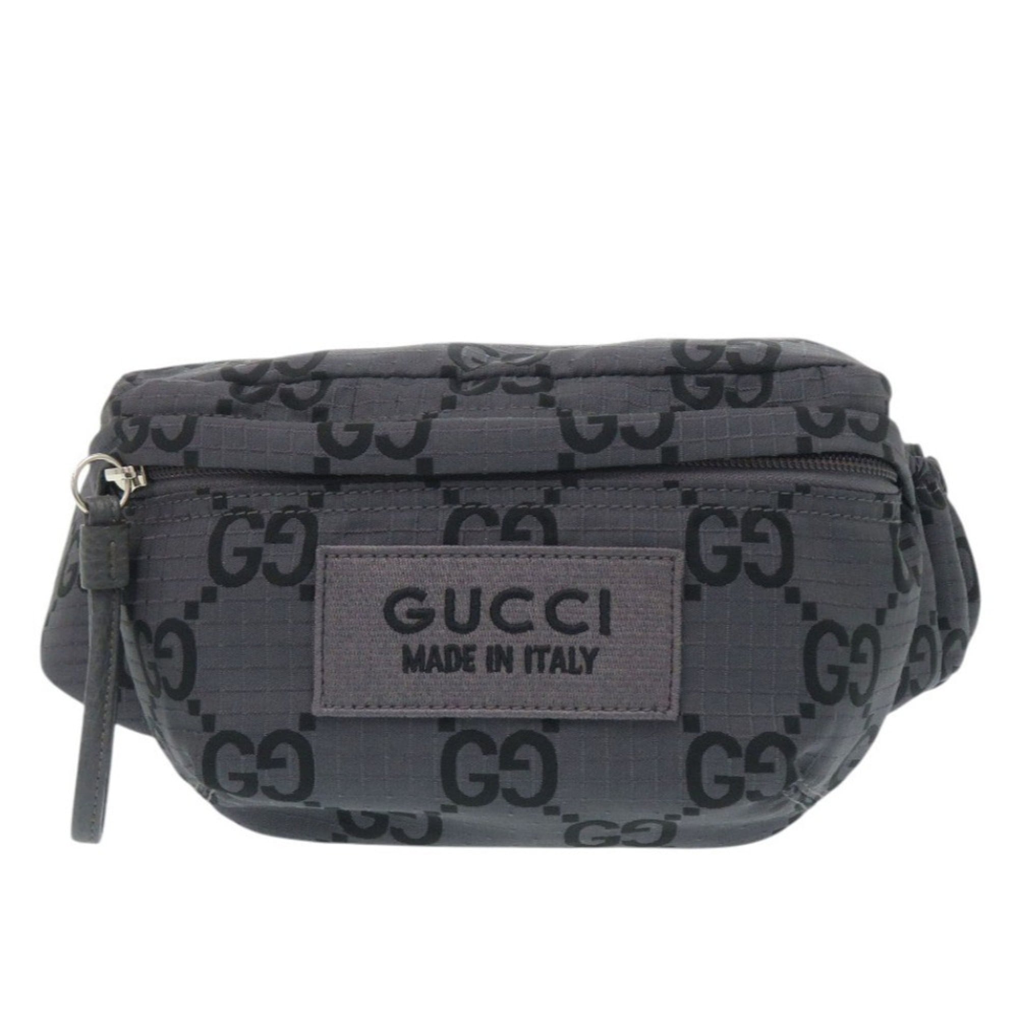 Gucci 767984 GG pattern nylon canvas gray bag, body waist bag 1083GUCCI — Like New