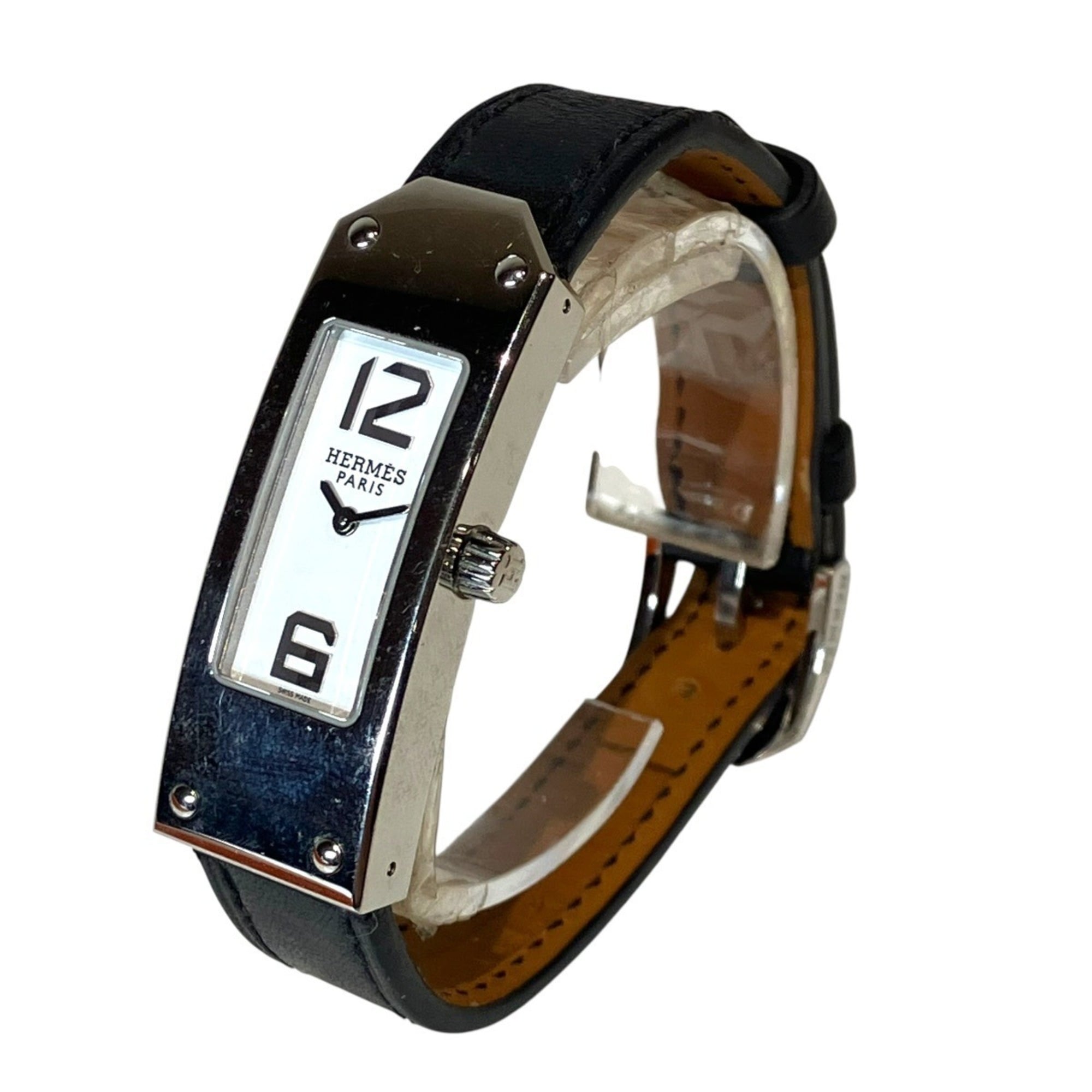 Hermes Kelly II watch, model, total weight 24.2g, stainless steel, genuine leather strap, quartz movement, white dial, KT1.210 — Good