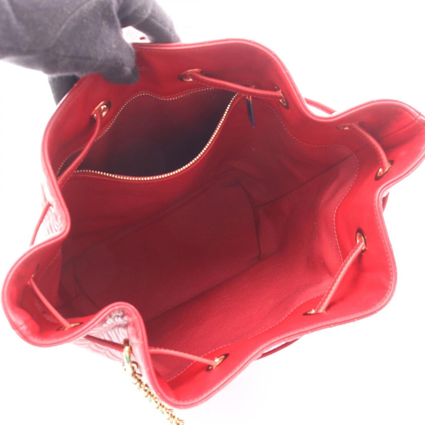 Celine C Charm Small Backpack, Leather, Women's, Red, 188373BFI