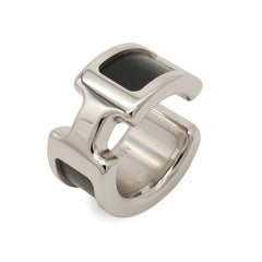 HERMES Olympe PM Ear Cuff Hook Clip Metal Box Calf Leather Silver Black — New - Store Return