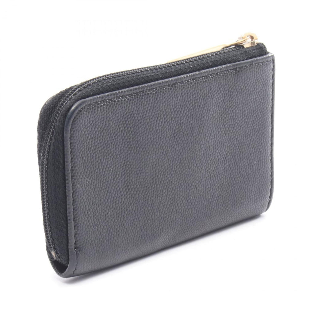 Chanel Coco Mark Wallet with Coin Purse, Grained Calfskin Leather, Women's, Black