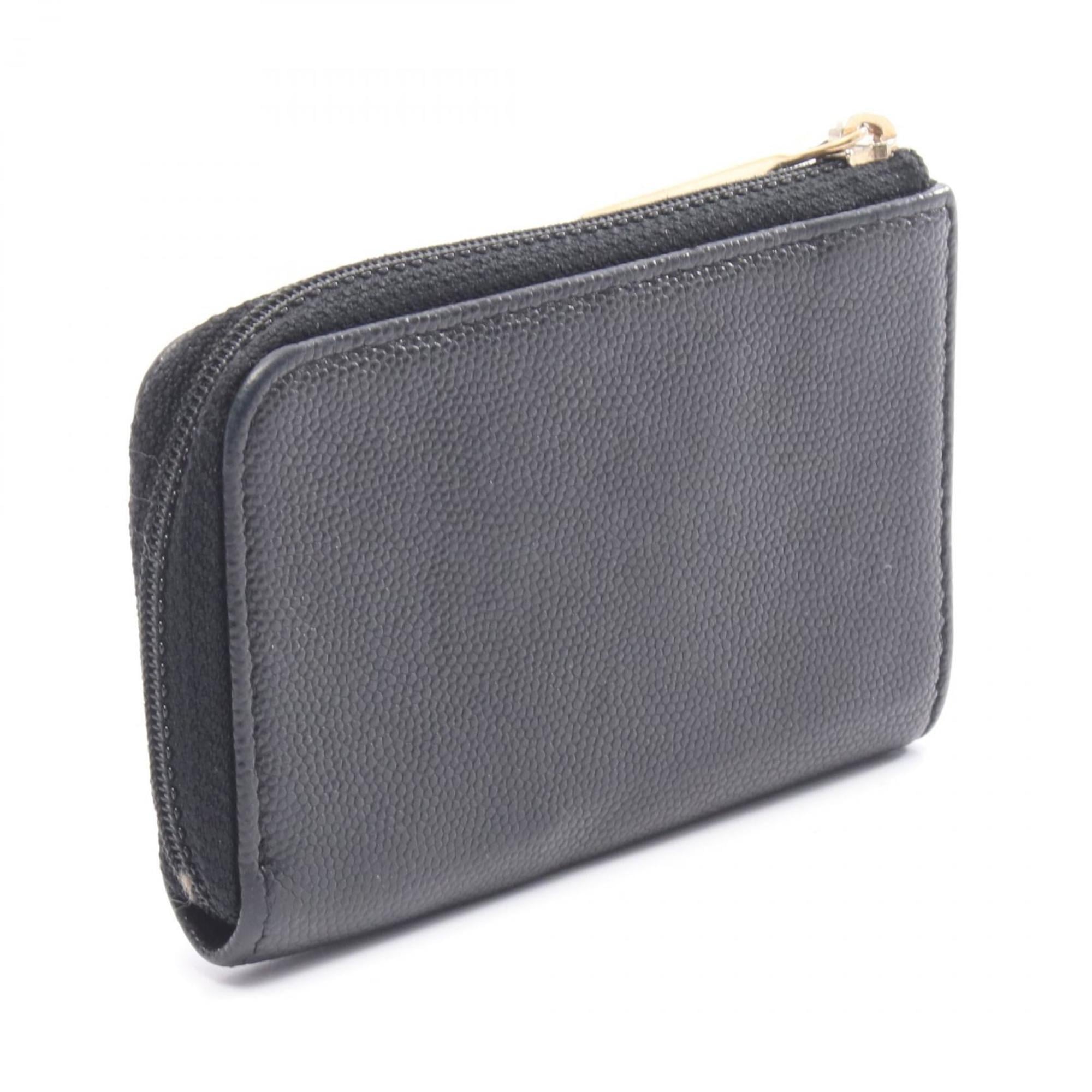 Chanel Coco Mark Wallet with Coin Purse, Grained Calfskin Leather, Women's, Black