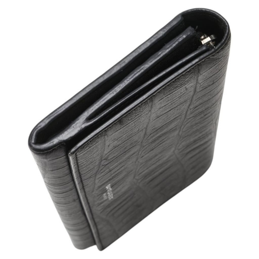 Saint Laurent Crocodile Embossed Long Wallet Black Leather Women's SAINT LAURENT