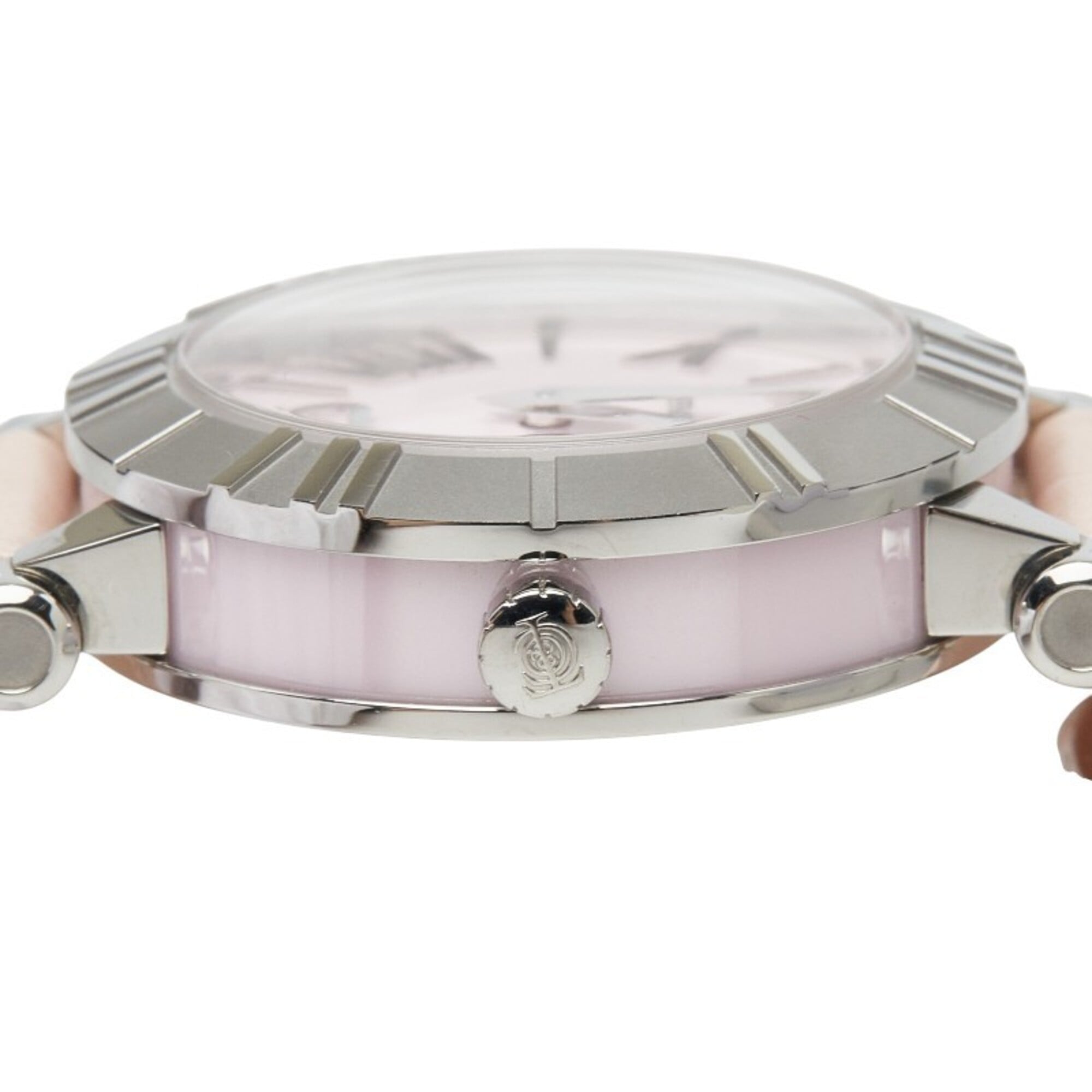 Tiffany & Co. Atlas Watch Z1300.11.11A31A41A Quartz Pink Dial Stainless Steel Leather Ceramic Ladies' — Very Good