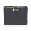 Hermes Hermès Bearn Compact Bifold Wallet, Leather, Chevre, Women's, Black