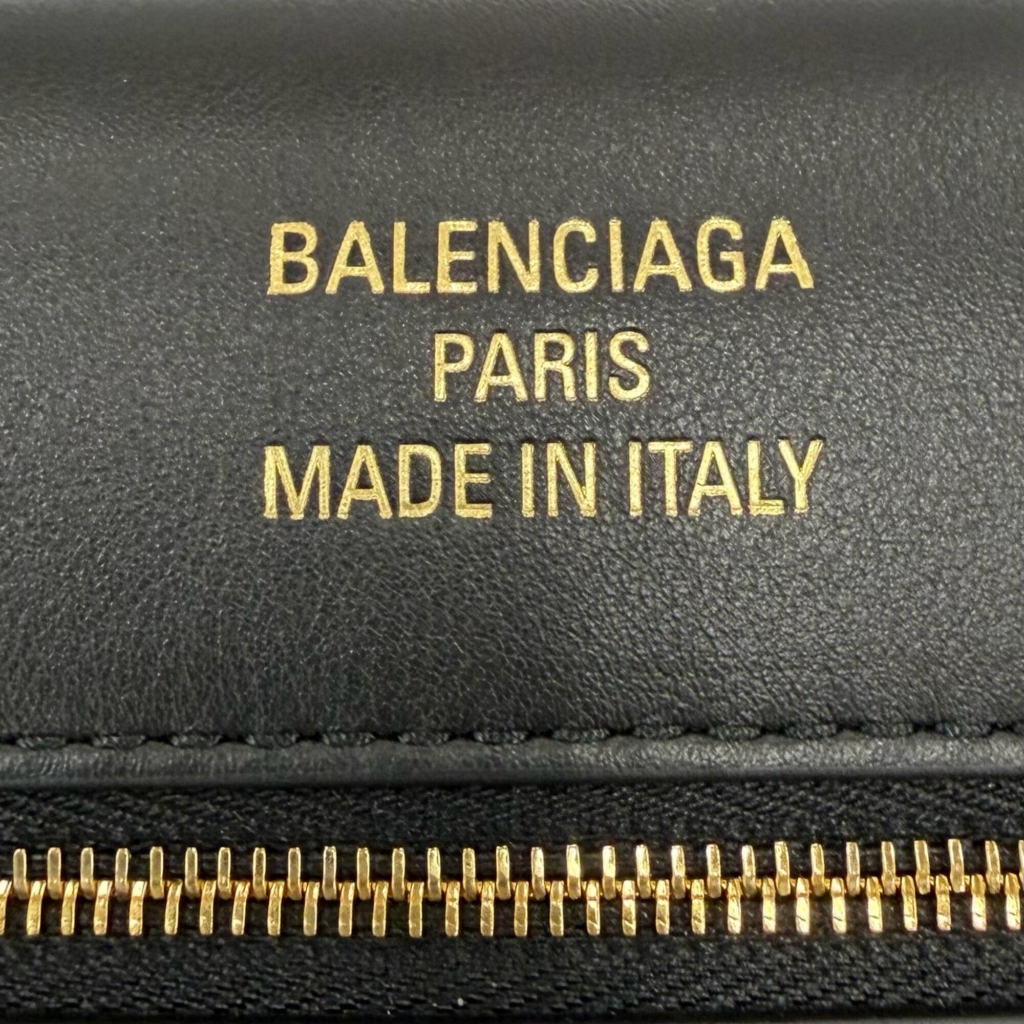 BALENCIAGA 834943 Bel Air Small Clutch Bag, 2-Way Leather Shoulder Black, Made in Italy, Women's, with Dust Bag — Like New