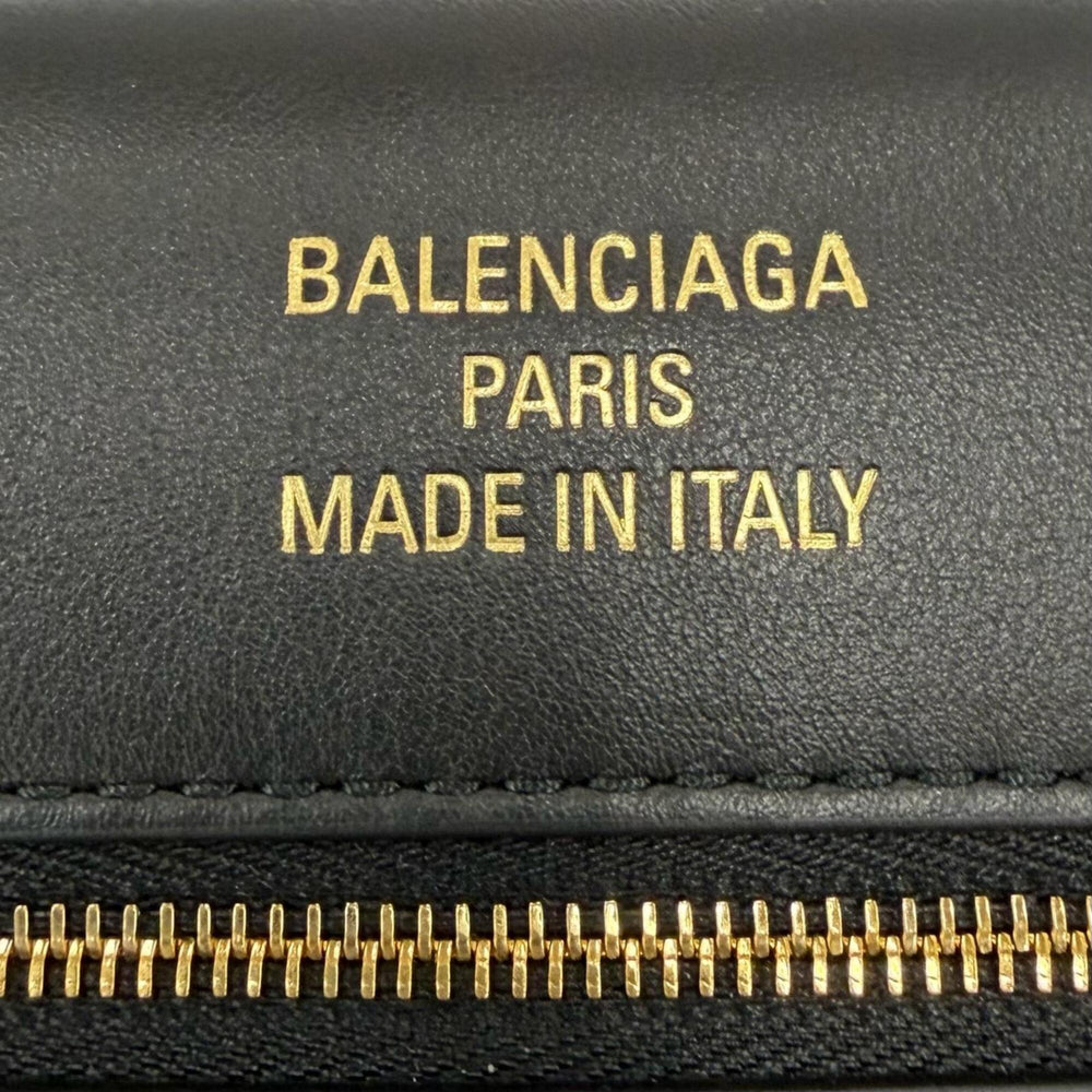 BALENCIAGA 834943 Bel Air Small Clutch Bag, 2-Way Leather Shoulder Black, Made in Italy, Women's, with Dust Bag — Like New
