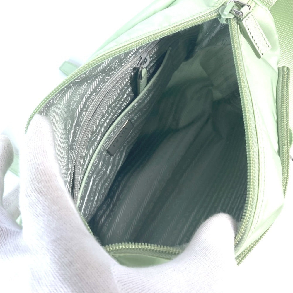 PRADA 1BD953 Triangle Plate Re-Nylon Shoulder Bag Nylon Women's ACQUA Aqua Green E-240920-15 — Like New