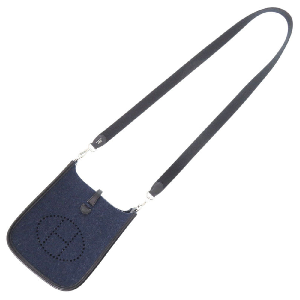 Like New Hermes Evelyne TPM Amazon Felt Swift Leather Shoulder Bag in Blue Nuit with Silver Hardware, Y Stamp (2020 Model), 0968HERMES — Like New