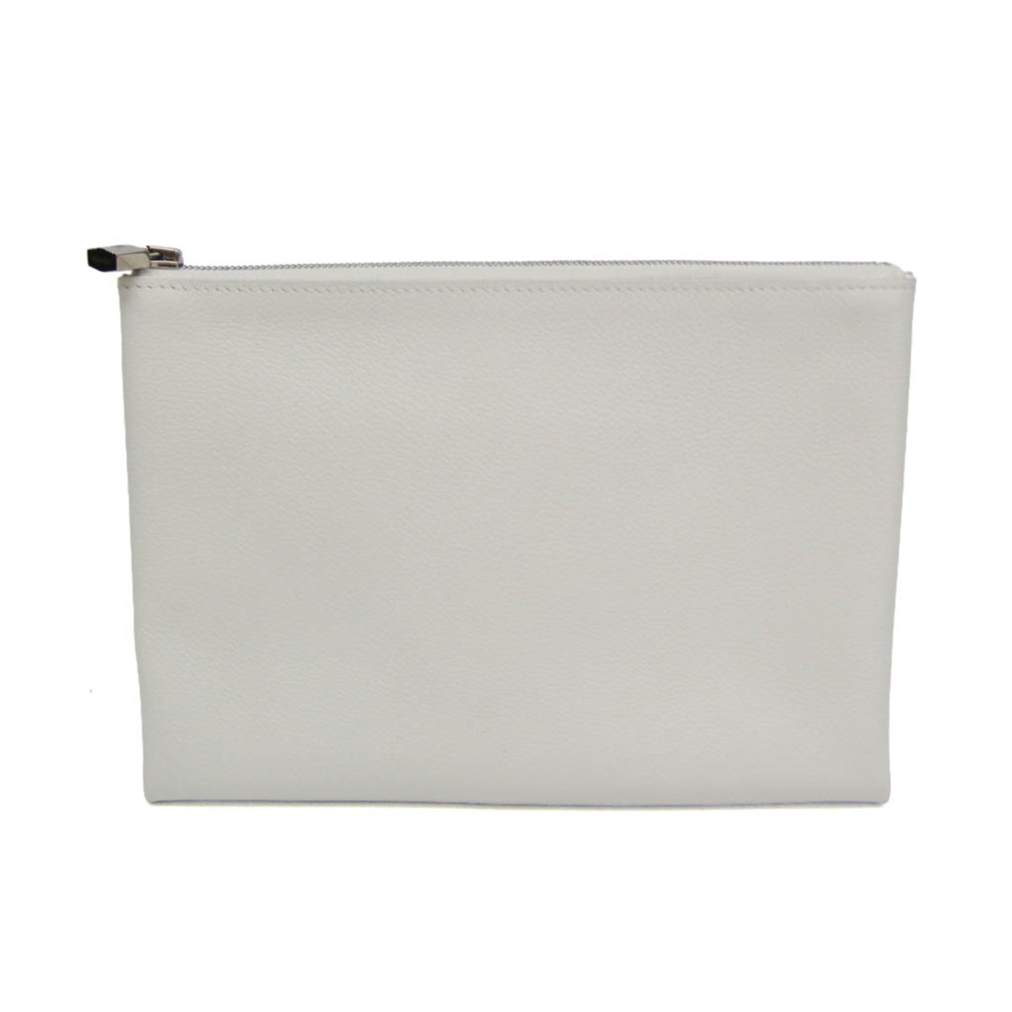 Hermes Atou GM Men,Women Evercalf Leather Pouch White — Like New