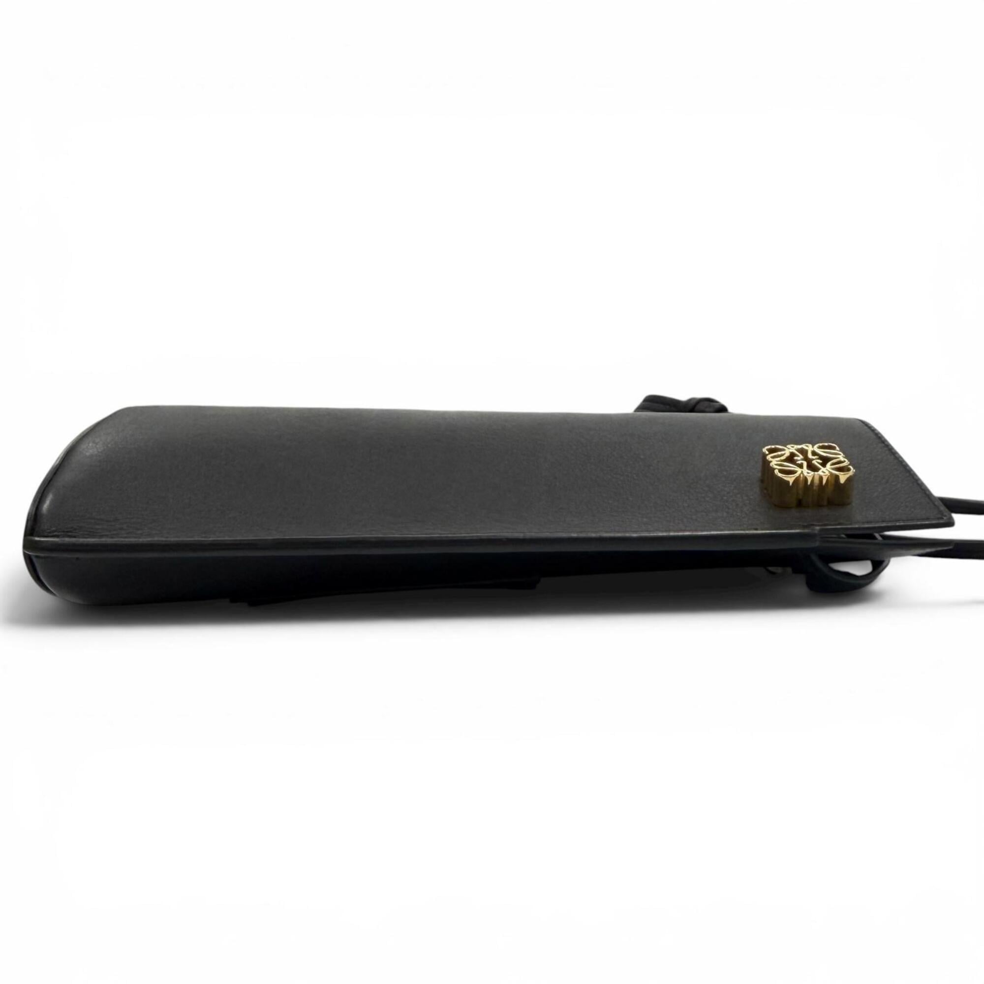LOEWE C630R12X01 Classic Calfskin Dice Pocket Anagram Shoulder Bag, Black, Made in Spain, Women's, with Dust Bag — Like New